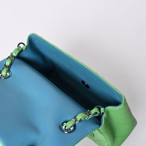 Very Good Condition CHANEL Mini Matelasse 20 S Flap S Chain Shoulder Bag No. 31 Coco Mark Lambskin Green Used 4a001225