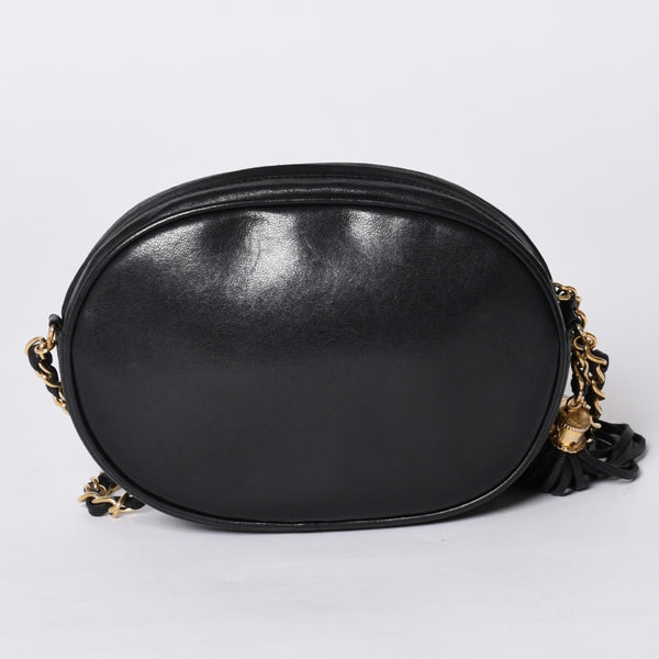 CHANEL Chain shoulder bag No. 1 here mark patch lambskin fringe black gold hardware mint condition used 4a000933