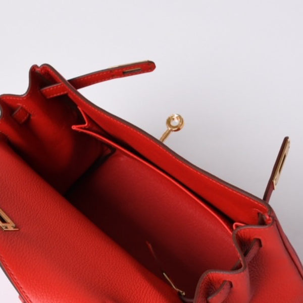 新品未使用 HERMES エルメス KELLY ケリー25 2WAYハンドバッグ 内縫い トゴ ルージュドゥクー ゴールド金具 K刻印 4a001085