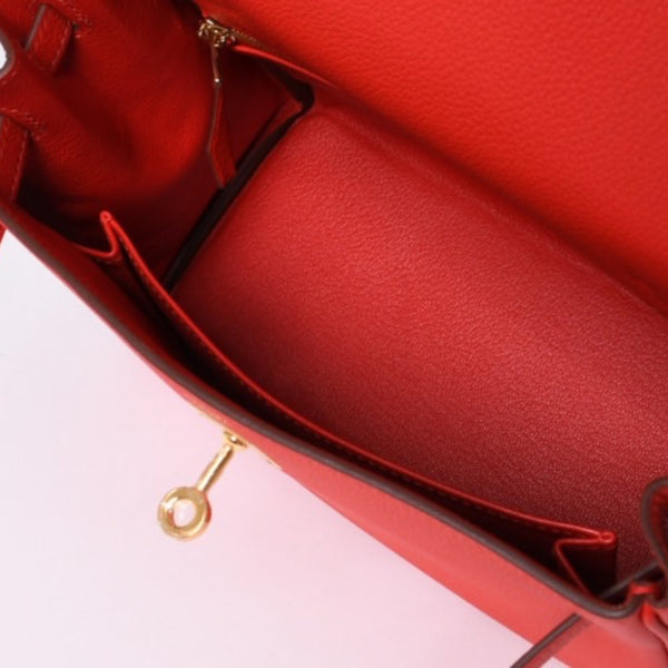 新品未使用 HERMES エルメス KELLY ケリー25 2WAYハンドバッグ 内縫い トゴ ルージュドゥクー ゴールド金具 K刻印 4a001085