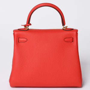 新品未使用 HERMES エルメス KELLY ケリー25 2WAYハンドバッグ 内縫い トゴ ルージュドゥクー ゴールド金具 K刻印 4a001085