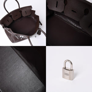 極美品 HERMES エルメス ショルダーバーキン トリヨンクレマンス ◻︎J刻 ゴルチェ期 ショコラ シルバー金具 中古 4a001218
