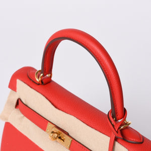 新品未使用 HERMES エルメス KELLY ケリー25 2WAYハンドバッグ 内縫い トゴ ルージュドゥクー ゴールド金具 K刻印 4a001085
