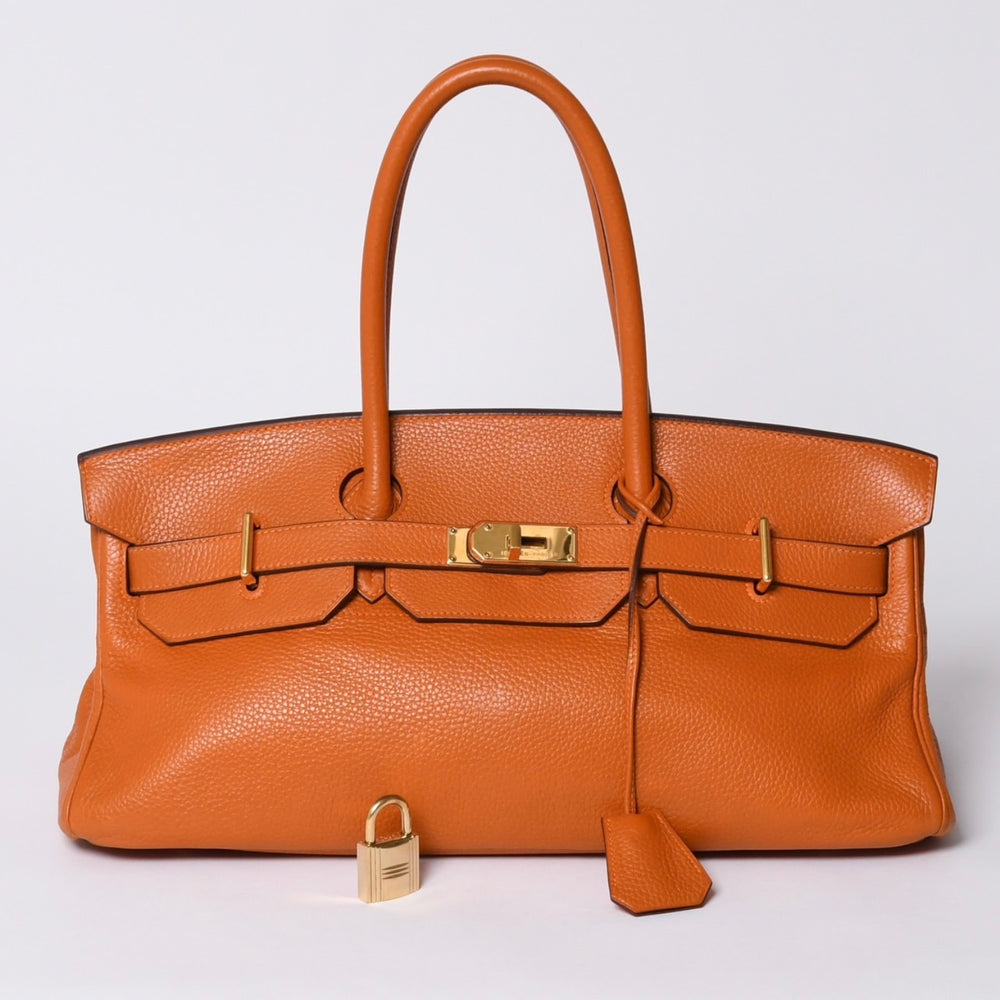 HERMES エルメス ショルダーバーキン トリヨンクレマンス ◻︎J刻 ゴルチェ期 オレンジ シルバー金具 美品 中古 4a001224