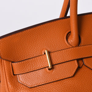 HERMES エルメス ショルダーバーキン トリヨンクレマンス ◻︎J刻 ゴルチェ期 オレンジ シルバー金具 美品 中古 4a001224