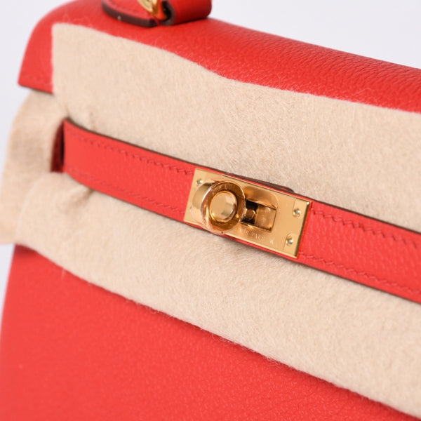 新品未使用 HERMES エルメス KELLY ケリー25 2WAYハンドバッグ 内縫い トゴ ルージュドゥクー ゴールド金具 K刻印 4a001085
