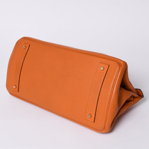 HERMES エルメス ショルダーバーキン トリヨンクレマンス ◻︎J刻 ゴルチェ期 オレンジ シルバー金具 美品 中古 4a001224