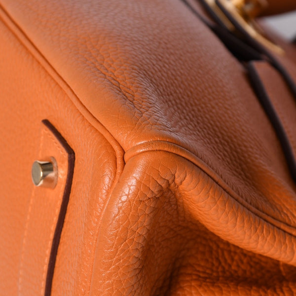 HERMES エルメス ショルダーバーキン トリヨンクレマンス ◻︎J刻 ゴルチェ期 オレンジ シルバー金具 美品 中古 4a001224