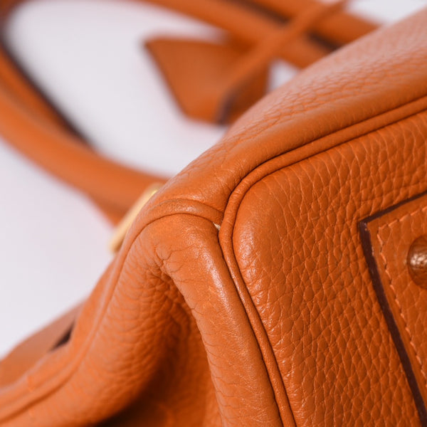 HERMES エルメス ショルダーバーキン トリヨンクレマンス ◻︎J刻 ゴルチェ期 オレンジ シルバー金具 美品 中古 4a001224