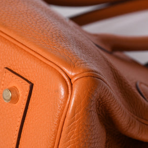 HERMES エルメス ショルダーバーキン トリヨンクレマンス ◻︎J刻 ゴルチェ期 オレンジ シルバー金具 美品 中古 4a001224