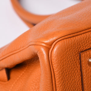 HERMES エルメス ショルダーバーキン トリヨンクレマンス ◻︎J刻 ゴルチェ期 オレンジ シルバー金具 美品 中古 4a001224