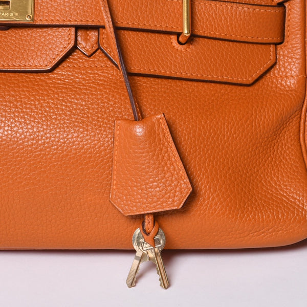 HERMES エルメス ショルダーバーキン トリヨンクレマンス ◻︎J刻 ゴルチェ期 オレンジ シルバー金具 美品 中古 4a001224