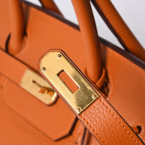HERMES エルメス ショルダーバーキン トリヨンクレマンス ◻︎J刻 ゴルチェ期 オレンジ シルバー金具 美品 中古 4a001224