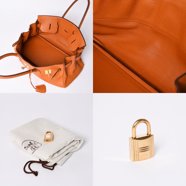 HERMES エルメス ショルダーバーキン トリヨンクレマンス ◻︎J刻 ゴルチェ期 オレンジ シルバー金具 美品 中古 4a001224