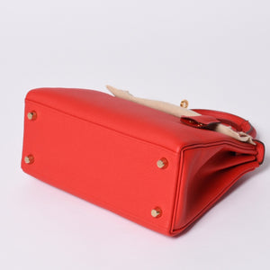 新品未使用 HERMES エルメス KELLY ケリー25 2WAYハンドバッグ 内縫い トゴ ルージュドゥクー ゴールド金具 K刻印 4a001085