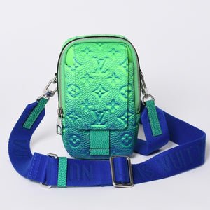 Very Good Condition LOUIS VUITTON Taurillon Illusion Double Phone Pouch Shoulder Bag M81223 Green Used 4a000758