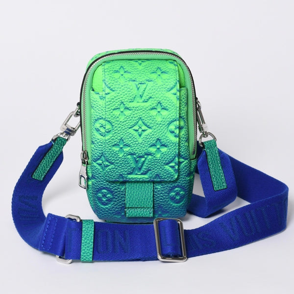 Very Good Condition LOUIS VUITTON Taurillon Illusion Double Phone Pouch Shoulder Bag M81223 Green Used 4a000758
