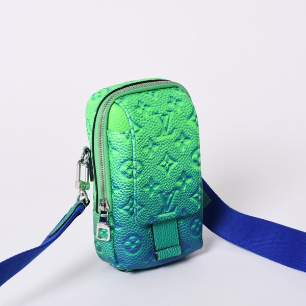 Very Good Condition LOUIS VUITTON Taurillon Illusion Double Phone Pouch Shoulder Bag M81223 Green Used 4a000758