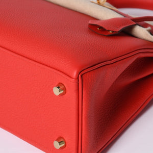 新品未使用 HERMES エルメス KELLY ケリー25 2WAYハンドバッグ 内縫い トゴ ルージュドゥクー ゴールド金具 K刻印 4a001085