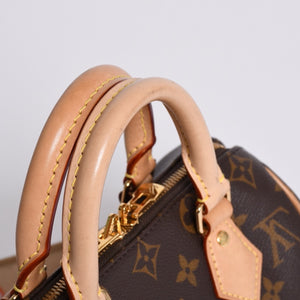 極美品 LOUIS VUITTON ルイヴィトン ハンドバッグ スピーディバンドリエール20 M46594 レザー PVC ブラウン ゴールド金具 中古 4a001241