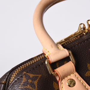 極美品 LOUIS VUITTON ルイヴィトン ハンドバッグ スピーディバンドリエール20 M46594 レザー PVC ブラウン ゴールド金具 中古 4a001241