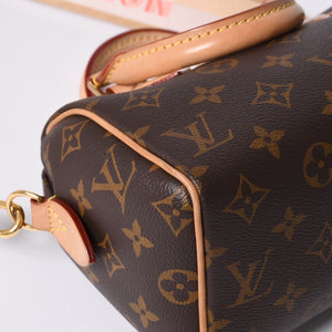 極美品 LOUIS VUITTON ルイヴィトン ハンドバッグ スピーディバンドリエール20 M46594 レザー PVC ブラウン ゴールド金具 中古 4a001241