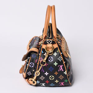 極美品 LOUIS VUITTON ルイヴィトン ハンドバッグ M40125 リタ 村上隆 モノグラムマルチカラー ブラック ゴールド金具 中古 4a001256