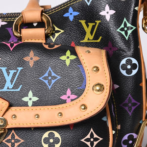 極美品 LOUIS VUITTON ルイヴィトン ハンドバッグ M40125 リタ 村上隆 モノグラムマルチカラー ブラック ゴールド金具 中古 4a001256