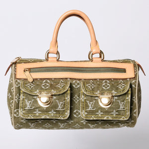 Very Good Condition LOUIS VUITTON Handbag Denim Neo Speedy M95215 Monogram Denim Khaki Gold Hardware Used 4b010132