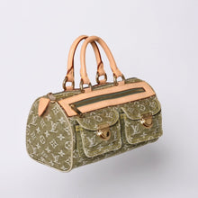 画像をギャラリービューアに読み込む, 極美品 LOUIS VUITTON ルイヴィトン ハンドバッグ デニム ネオスピーディ M95215 モノグラムデニム カーキ ゴールド金具 中古 4b010132