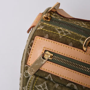 Very Good Condition LOUIS VUITTON Handbag Denim Neo Speedy M95215 Monogram Denim Khaki Gold Hardware Used 4b010132