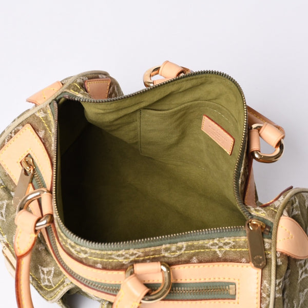 Very Good Condition LOUIS VUITTON Handbag Denim Neo Speedy M95215 Monogram Denim Khaki Gold Hardware Used 4b010132