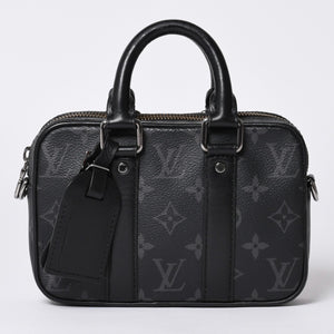 LOUIS VUITTON Travel Case Bag Travel Briefcase Bag Black Silver Hardware Good Condition Used 4a000308