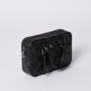 LOUIS VUITTON Travel Case Bag Travel Briefcase Bag Black Silver Hardware Good Condition Used 4a000308