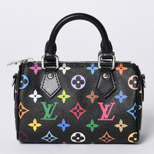 画像をギャラリービューアに読み込む, 新品同様 LOUIS VUITTON ルイヴィトン ナノスピーディ 村上隆 マルチカラー ブラック 2WAYバッグ M13406 PVC レザー 中古 4a001024