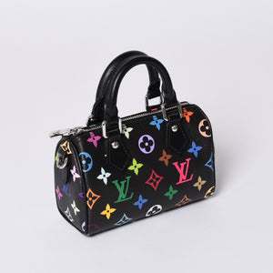 新品同様 LOUIS VUITTON ルイヴィトン ナノスピーディ 村上隆 マルチカラー ブラック 2WAYバッグ M13406 PVC レザー 中古 4a001024