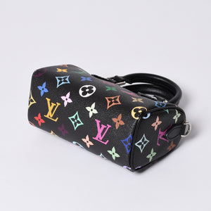 新品同様 LOUIS VUITTON ルイヴィトン ナノスピーディ 村上隆 マルチカラー ブラック 2WAYバッグ M13406 PVC レザー 中古 4a001024