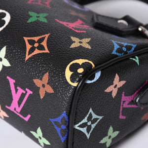 新品同様 LOUIS VUITTON ルイヴィトン ナノスピーディ 村上隆 マルチカラー ブラック 2WAYバッグ M13406 PVC レザー 中古 4a001024