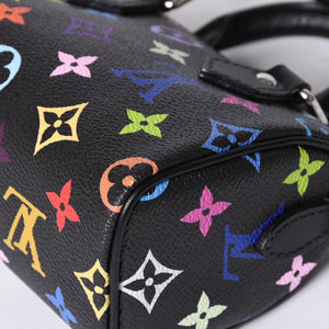 新品同様 LOUIS VUITTON ルイヴィトン ナノスピーディ 村上隆 マルチカラー ブラック 2WAYバッグ M13406 PVC レザー 中古 4a001024