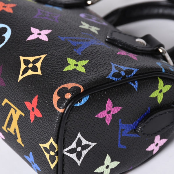 新品同様 LOUIS VUITTON ルイヴィトン ナノスピーディ 村上隆 マルチカラー ブラック 2WAYバッグ M13406 PVC レザー 中古 4a001024