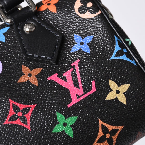 新品同様 LOUIS VUITTON ルイヴィトン ナノスピーディ 村上隆 マルチカラー ブラック 2WAYバッグ M13406 PVC レザー 中古 4a001024