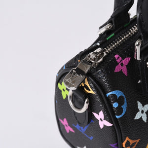 新品同様 LOUIS VUITTON ルイヴィトン ナノスピーディ 村上隆 マルチカラー ブラック 2WAYバッグ M13406 PVC レザー 中古 4a001024