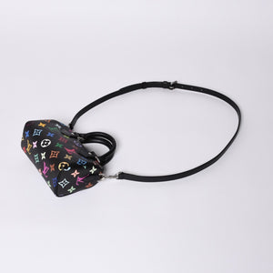 新品同様 LOUIS VUITTON ルイヴィトン ナノスピーディ 村上隆 マルチカラー ブラック 2WAYバッグ M13406 PVC レザー 中古 4a001024