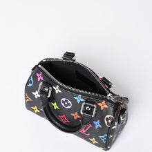 画像をギャラリービューアに読み込む, 新品同様 LOUIS VUITTON ルイヴィトン ナノスピーディ 村上隆 マルチカラー ブラック 2WAYバッグ M13406 PVC レザー 中古 4a001024