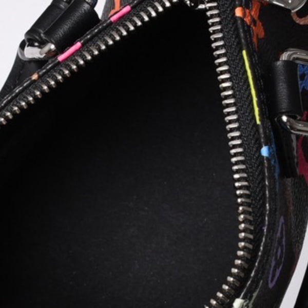 新品同様 LOUIS VUITTON ルイヴィトン ナノスピーディ 村上隆 マルチカラー ブラック 2WAYバッグ M13406 PVC レザー 中古 4a001024