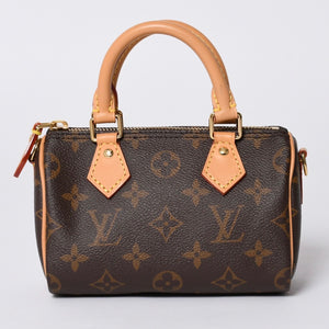 New Unused LOUIS VUITTON Nano Speedy Handbag 2WAY Bag M81085 Monogram Used 4a001234