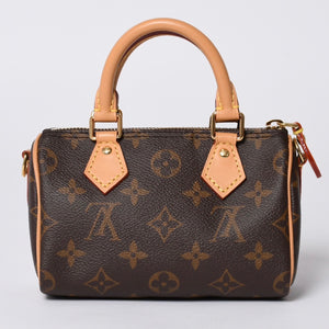 New Unused LOUIS VUITTON Nano Speedy Handbag 2WAY Bag M81085 Monogram Used 4a001234