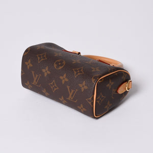New Unused LOUIS VUITTON Nano Speedy Handbag 2WAY Bag M81085 Monogram Used 4a001234