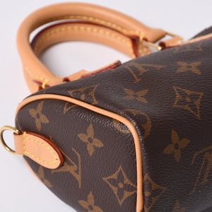 New Unused LOUIS VUITTON Nano Speedy Handbag 2WAY Bag M81085 Monogram Used 4a001234