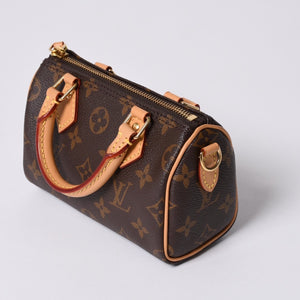 New Unused LOUIS VUITTON Nano Speedy Handbag 2WAY Bag M81085 Monogram Used 4a001234